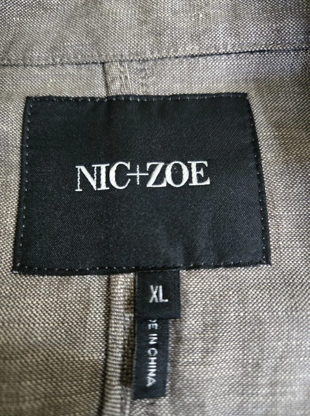 NIC+ZOE Taupe Linen-Blend Sundown Moto Jacket